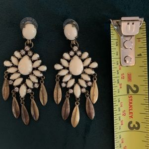 Gold and white chandelier earrings